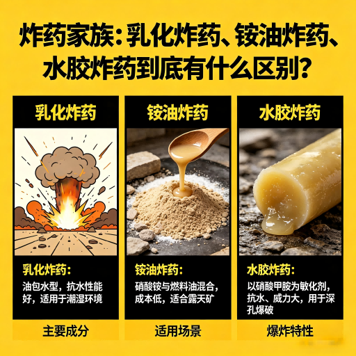 武宁炸药家族：乳化炸药、铵油炸药、水胶炸药到底有什么区别？